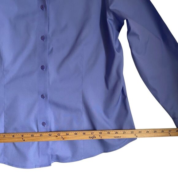 Chicos Non Iron Dress Shirt L/12 Violet Blue Long Sleeve Office Wear Career - Picture 8 of 10